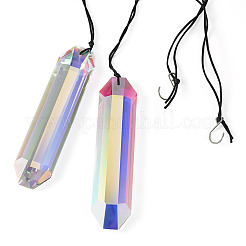 2Pcs Rectangle Glass Hanging Ornaments&nbsp;HJEW-TAC0187