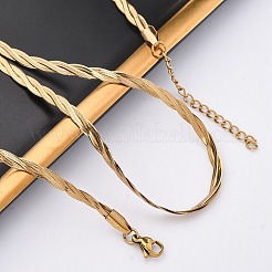 304 Stainless Steel Twisted Snake Chain Necklaces&nbsp;X-NJEW-Q013-08G