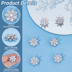 6PCS Brass Micro Pave Clear Cubic Zirconia Buttons&nbsp;KK-FG0001-26A