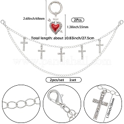 4Pcs 2 Styles Brass Twisted Chains Boot Strap Chains & Heart Alloy Enamel Shoes Charms Sets&nbsp;HJEW-BM0001-07