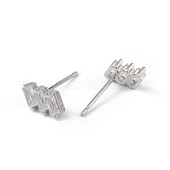 Clear Cubic Zirconia Triple Rectangle Stud Earrings&nbsp;EJEW-L234-083P