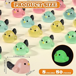 80Pcs 8 Colors Bird Luminous Resin Display Decorations&nbsp;CRES-SZ0001-42