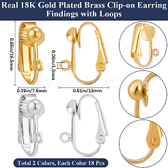 36Pcs 2 Colors Brass Clip-on Earring Findings&nbsp;KK-BBC0016-11