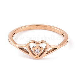 PVD Vacuum Plating Heart 304 Stainless Steel Finger Ring for Women&nbsp;RJEW-C086-15-RG