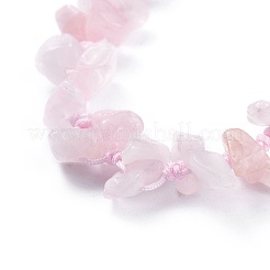 Adjustable Natural Rose Quartz Chip Beads Braided Bead Bracelets&nbsp;BJEW-JB04392-01
