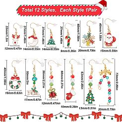12 Pairs 12 Style Christmas Theme Alloy Dangle Earrings&nbsp;EJEW-SC0001-33