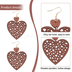 6 Pairs 6 Styles Wood Dangle Earrings with Iron Earring Pins&nbsp;EJEW-AN0004-60
