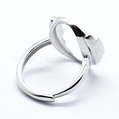 Anti-Tarnish Rhodium Plated 925 Sterling Silver Finger Ring Components&nbsp;STER-G027-10P