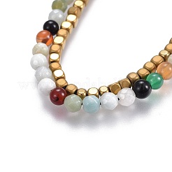 Natural Flower Amazonite Beads Multi-Strand Bracelets&nbsp;BJEW-JB04120-02