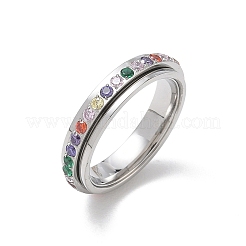 304 Stainless Steel Rhinestone Rotating Finger Rings&nbsp;RB-CBACDE8-02P