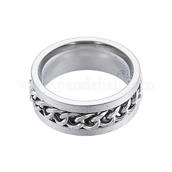 Non-Tarnish 201 Stainless Steel Curb Chain Finger Ring for Women&nbsp;RJEW-N043-30P