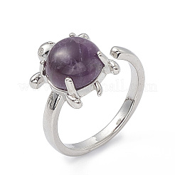 Natural Amethyst Turtle Open Cuff Ring&nbsp;RJEW-P082-01P-01