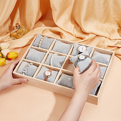 12 Slots Wooden Watch Organizer Trays&nbsp;AJEW-WH0471-143B