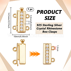 925 Sterling Silver Crystal Rhinestone Box Clasps&nbsp;STER-BC0004-41G