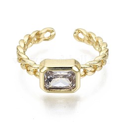 Brass Micro Pave Cubic Zirconia Cuff Rings&nbsp;RJEW-S044-119A-NF