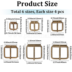 24Pcs 6 Styles Alloy Roller Buckles for Bag Strap Connector&nbsp;DIY-GF0013-72AB