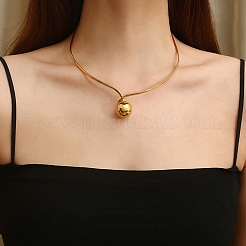 304 Stainless Steel Round Ball Pendant Choker Necklaces&nbsp;LS-NJEW-D058-01G