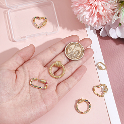 6Pcs 6 Styles Brass Micro Pave Cubic Zirconia Screw Carabiner Lock Charms&nbsp;KK-GA0002-02