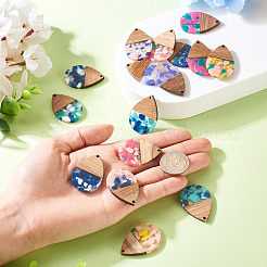 16Pcs 8 Colors Resin and Walnut Pendants&nbsp;FIND-TA0006-39