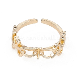 Heart Leaf Brass Open Cuff Ring Settings for Half-drilled Beads&nbsp;KK-G455-13G