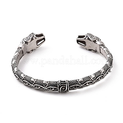 304 Stainless Steel Dragon Open Cuff Bangle for Men Women&nbsp;BJEW-M230-02AS