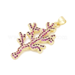 Brass Micro Pave Cubic Zirconia Pendants&nbsp;KK-H203-04G