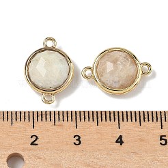 Brass Pave Natural Mixed Stone Faceted Flat Round Connector Charms&nbsp;G-U028-04G