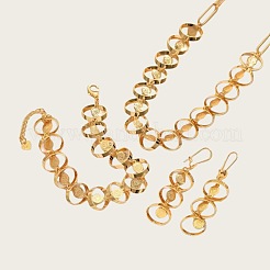 Alloy Oval Link Chain Necklaces & Bracelets & Hoop Earrings Sets&nbsp;FS-WG0574A-01