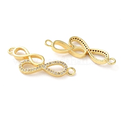 Rack Plating Brass Micro Pave Cubic Zirconia Infinity Connector Charms&nbsp;KK-C084-23C-G