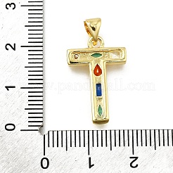 Brass Micro Pave Clear Cubic Zirconia Pendants&nbsp;KK-G521-01G-T-01