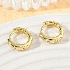Brass Micro Pave Cubic Zirconia Hoop Earrings&nbsp;KK-CBA30C7-21G