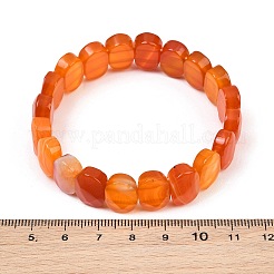 Dyed & Heated Natural Agate Oval Beaded Stretch Bracelet&nbsp;G-E010-01-28