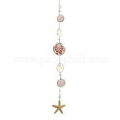 Electroplate Sea Shell & Glass Pendants Hanging Suncatchers&nbsp;HJEW-JM04562