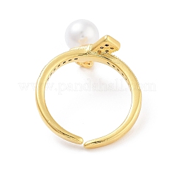 Bowknot Brass Clear Cubic Zirconia Open Cuff Rings&nbsp;RJEW-L120-004G