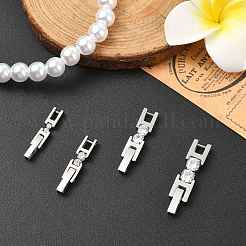 4Pcs 4 Styles 304 Stainless Steel Micro Pave Clear Cubic Zirconia Watch Band Clasps&nbsp;STAS-CJ0002-96