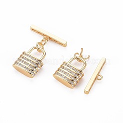 Brass Micro Pave Clear Cubic Zirconia Toggle Clasps&nbsp;KK-S356-724