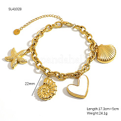 304 Stainless Steel & Natural Shell Charm Bracelets&nbsp;WGD3A98-01