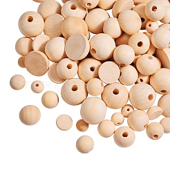 400Pcs 8 Style Unfinished Natural Wood Cabochons & Beads&nbsp;WOOD-SZ0001-02