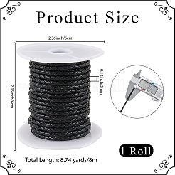 8M Braided Cowhide Leather Cord&nbsp;NWIR-3.0-02A