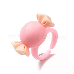 Cartoon Opaque Resin Open Cuff Ring for Child&nbsp;RJEW-K239-23