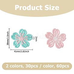 60Pcs 2 Colors Flower Polyester Ornament Accessories&nbsp;DIY-HS0002-28
