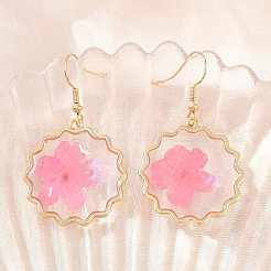 Alloy & Dried Flower Dangle Earrings&nbsp;AL-Z001-03G