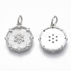 Brass Micro Pave Clear Cubic Zirconia Pendants&nbsp;KK-S356-016P-NF