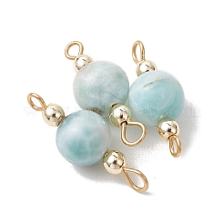 Natural Larimar Round Beaded Connector Charms&nbsp;PALLOY-JF05254