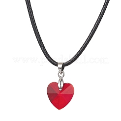Valentine's Day Glass Heart Pendant Necklaces&nbsp;NJEW-JN04570-01