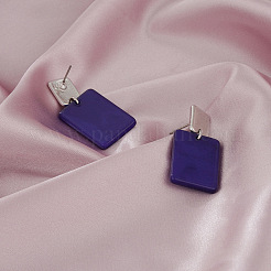 Rectangle Alloy Acrylic Pendant Necklaces & Stud Dangle Earrings Sets for Women&nbsp;WGBF392-01