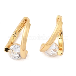 Brass Micro Pave Clear Cubic Zirconia Round Hoop Earrings&nbsp;EJEW-P331-09G