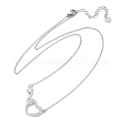 Brass Pave Clear Cubic Zirconia Infinity Heart Pendant Nceklaces for Women&nbsp;NJEW-V011-01P