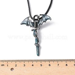 Alloy Enamel Dragon Wrapped Sword Pendant Necklaces&nbsp;NJEW-V005-02P-02