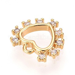 Brass Micro Pave Clear Cubic Zirconia Pendants&nbsp;KK-T075-06G